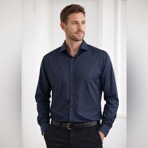 MISURA Long Sleeve Black Patterned Button Up Shirt - Size Small